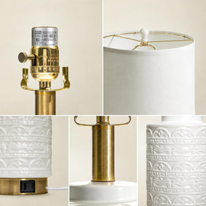 Ceramic Bedside Lamp Set of 2 with Dual USB Ports