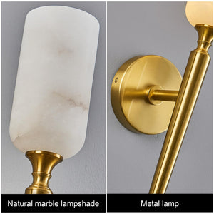 Alabaster Wall Sconce with Gold Bracket
