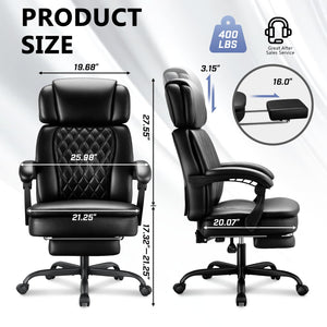 400lbs Big & Tall Executive Office Chair with Footrest