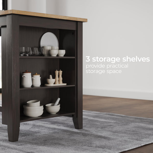 Counter Height Dining Table with Storage Shelves