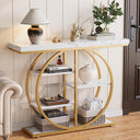 5-Tier Industrial Console Table with Storage Shelves