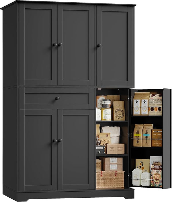 68" Tall Kitchen Pantry Storage Cabinet with Doors & Shelves