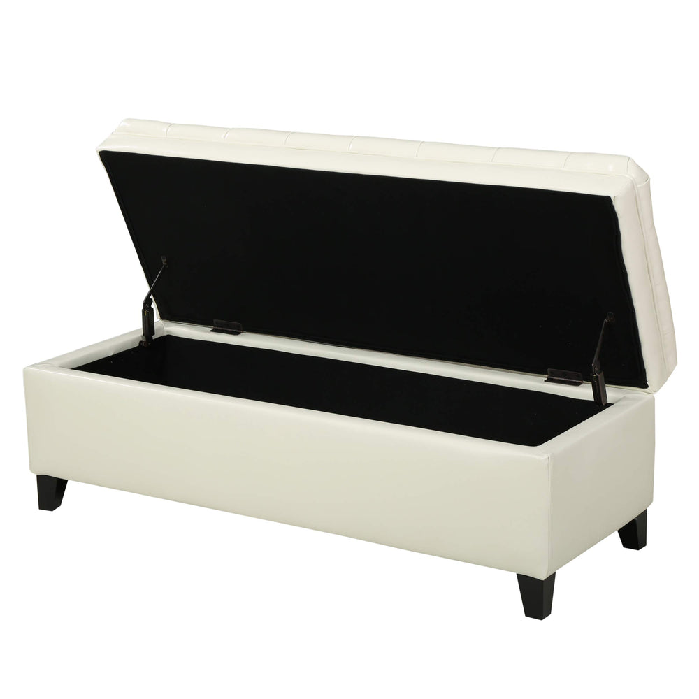 Tufted Fabric Storage Ottoman with Birch Legs