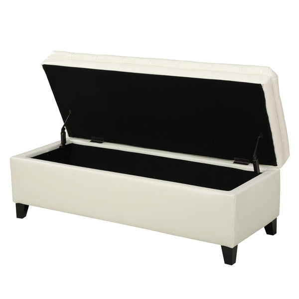 Tufted Fabric Storage Ottoman with Birch Legs