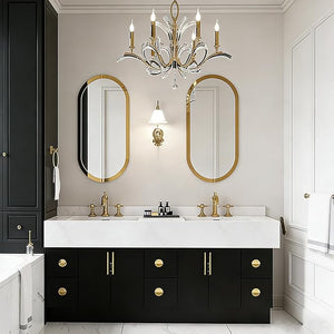 Large Double Sink Bathroom Vanity with Lighted Mirror