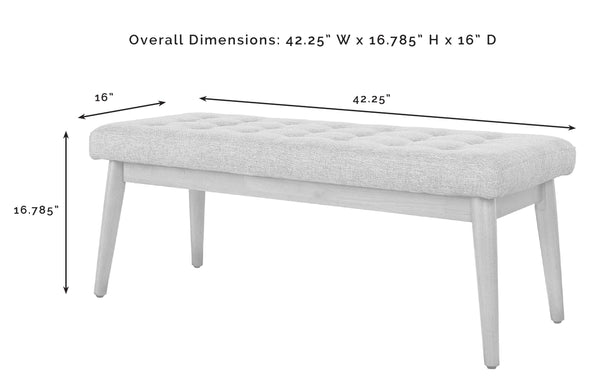 Mid-Century Wood Dining Bench with Tufted Cushion