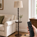 Wood Floor Lamp with Tray — Dimmable, Remote Control, 3 Color Temperatures