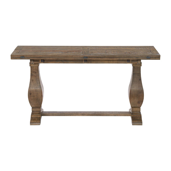 Farmhouse Flip-Top Console Dining Table – Solid Pine Wood