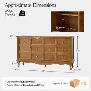 Transitional 4-Door Wood Sideboard with Adjustable Shelves, 58"
