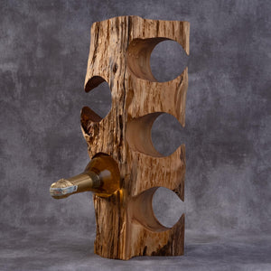 Rustic Solid Wood Countertop Wine Rack – Holds 5 Bottles