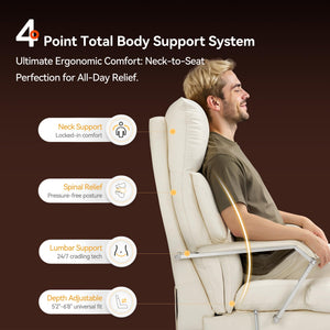 160° Reclining Executive Office Chair with Footrest & Adjustable Seat Depth