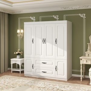 4-Door Armoire Wardrobe with Drawers & Shelves