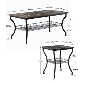 3-Piece Living Room Table Set with Storage Shelves