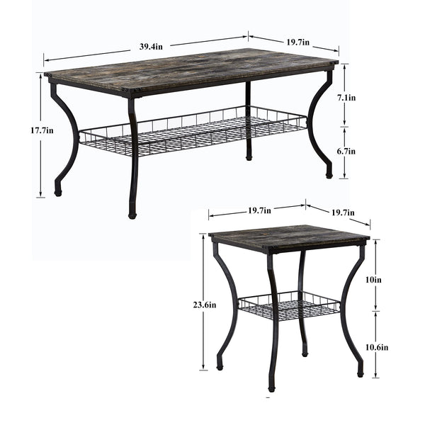 3-Piece Coffee and End Table Set with Storage Shelves