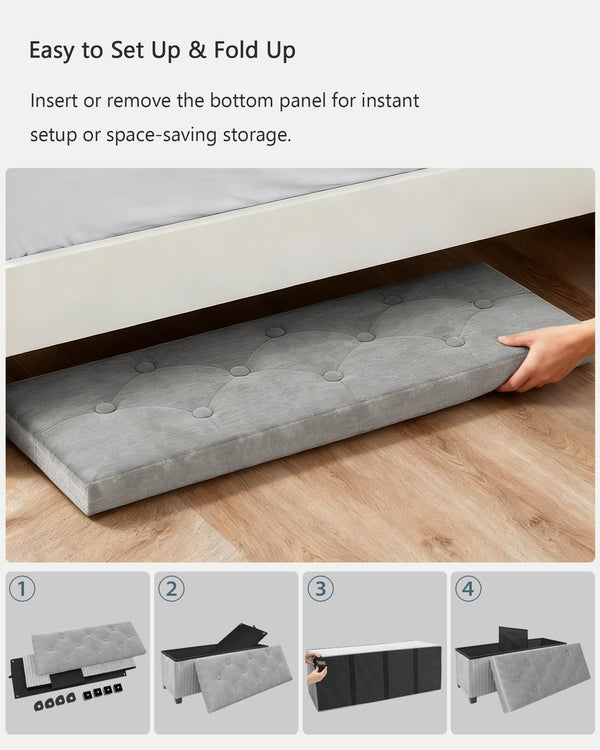 Foldable Velvet Storage Ottoman Bench