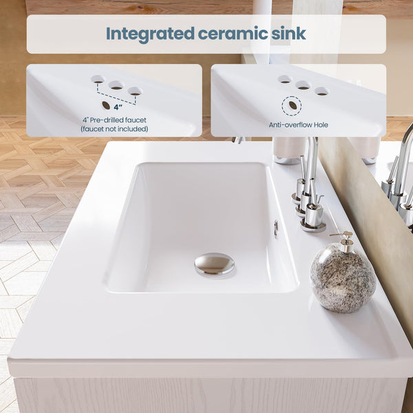 30-Inch Bathroom Vanity with Integrated Ceramic Sink