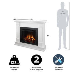 48" Electric Fireplace with Mantel – White