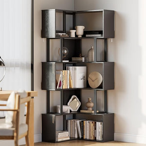 6-Tier L-Shaped Corner Bookshelf
