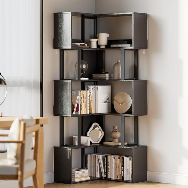 6-Tier L-Shaped Corner Bookshelf