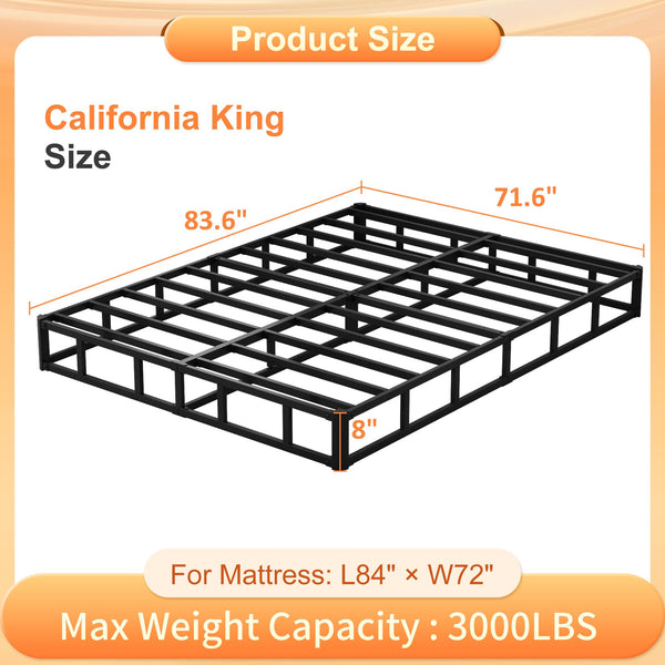 Box Spring with Fabric Cover – 8" High Profile Metal Mattress Foundation