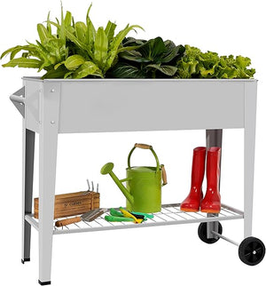 32" Tall Raised Garden Bed with Wheels & Bottom Shelf