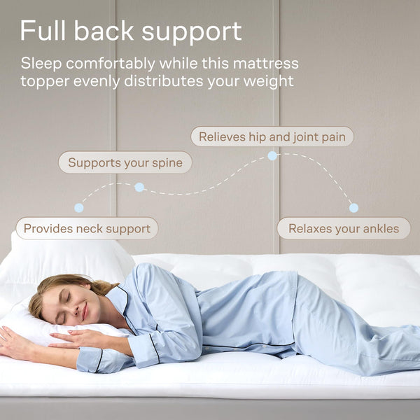 Ultra-Soft Mattress Topper with Cooling Microfiber & Adjustable Straps