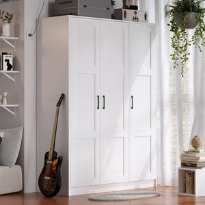 3-Door Wooden Wardrobe Closet