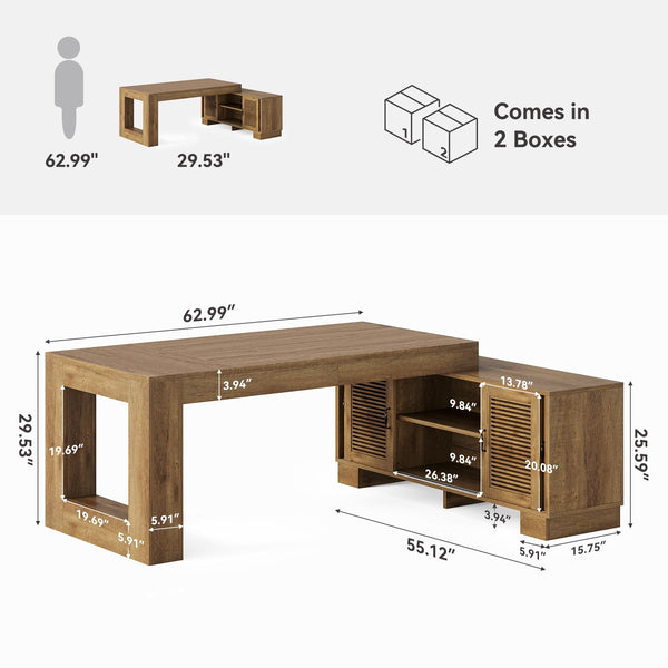 L-Shaped Executive Desk with Storage Cabinets & Shelves