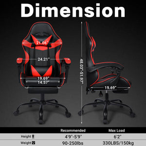 Ergonomic Gaming Chair with Footrest & Lumbar Support