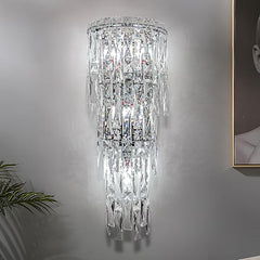 Crystal Wall Sconce Light Fixture – 3-Tier E12 Dimmable Indoor Wall Lamp