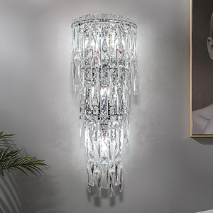 Crystal Wall Sconce Light Fixture – 3-Tier E12 Dimmable Indoor Wall Lamp
