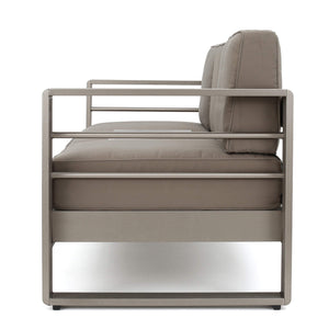 Outdoor Loveseat Sofa with Tray – Anodized Aluminum, Grey