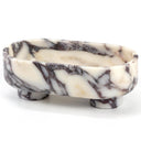 Oval Marble Fruit Bowl – Two-Legged Pedestal, 10"