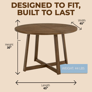 45-Inch Round Pedestal Dining Table — Seats 4