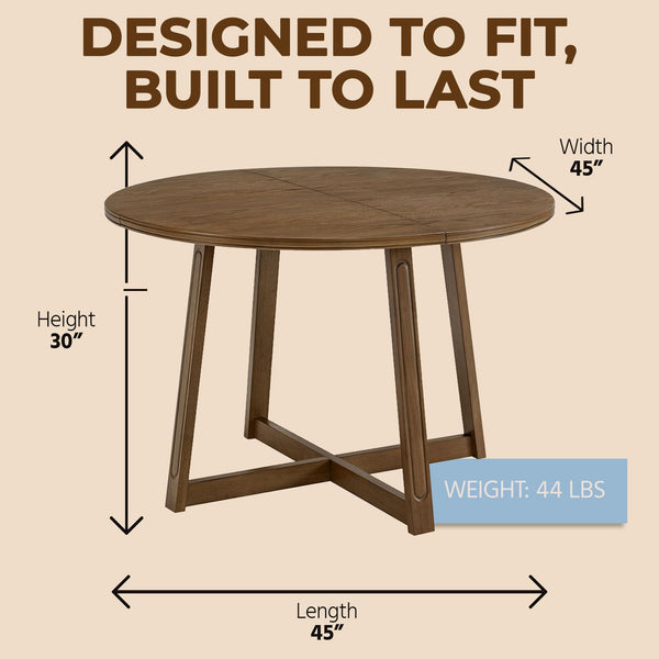 45-Inch Round Pedestal Dining Table — Seats 4