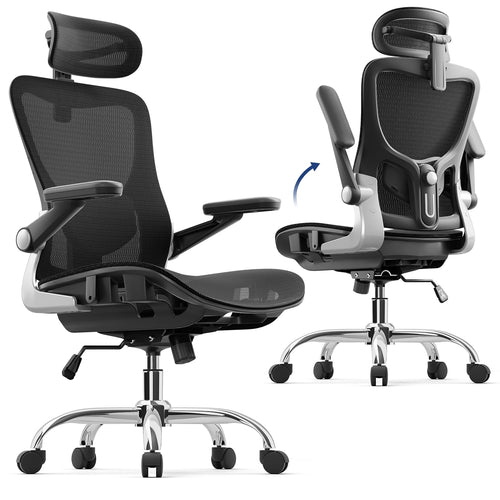 Ergonomic Mesh Office Chair – 3D Armrests, 3D Headrest, Adjustable Lumbar, Rocking Function