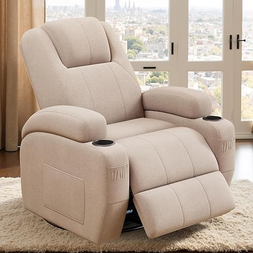 Swivel Rocker Recliner Chair with Vibration Massage