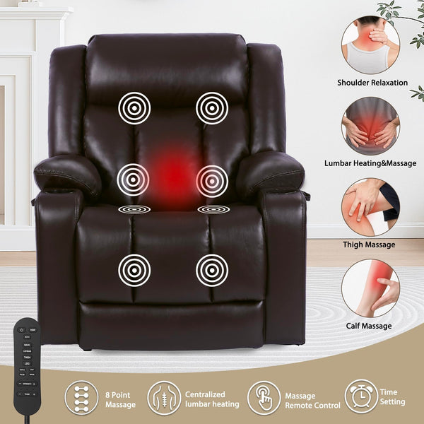 Power Lift Recliner Chair with Massage & Heat — Oversized, 400 lbs