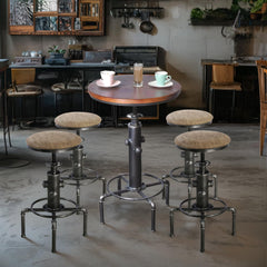 5-Piece Industrial Pub Bar Table & Stool Set