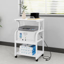 3-Tier Rolling Printer Stand with Adjustable Shelf & Power Outlets
