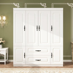 4-Door Armoire Wardrobe with Drawers & Shelves