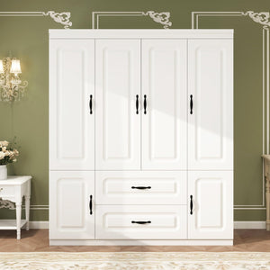 4-Door Armoire Wardrobe with Drawers & Shelves