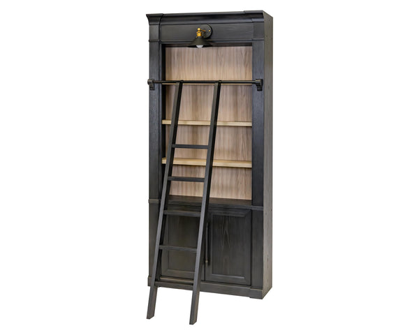 Contemporary 8' Tall Wood Bookcase with Sconce Lighting