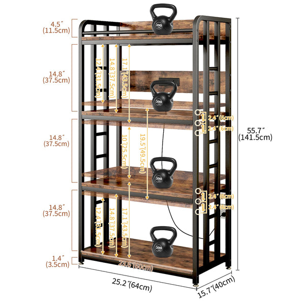 4-Tier Kitchen Baker's Rack with Power Outlet & Wheels