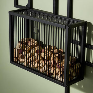 11-Bottle Wall-Mounted Wine Rack with Cork Catcher