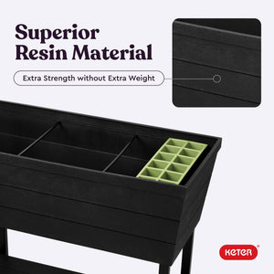 Raised Garden Bed Planter with Self-Watering System – 12.7 Gallon, Dark Grey