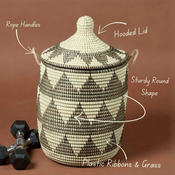 Handwoven Wicker Storage Basket with Lid