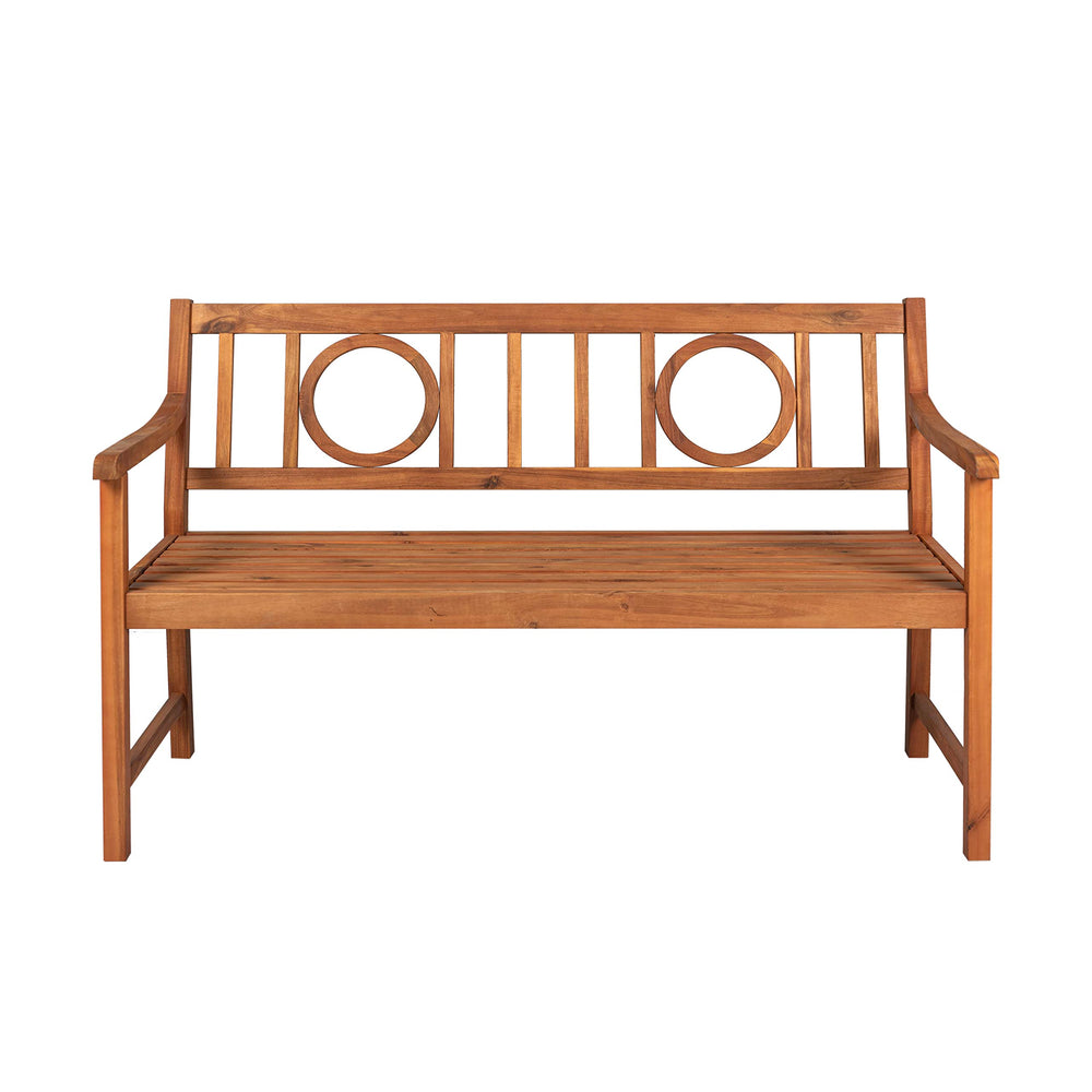 Acacia Wood Outdoor Garden Bench, 3-Seat Circle-Back, 51.2"