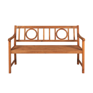 Acacia Wood Outdoor Garden Bench, 3-Seat Circle-Back, 51.2"