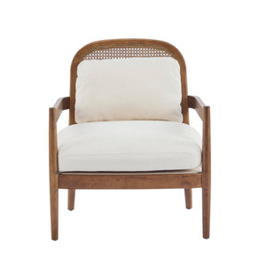 Mid-Century Club Chair Set of 2 with Rattan Back